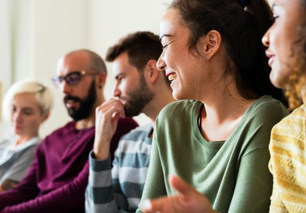 Group laughing, teachers